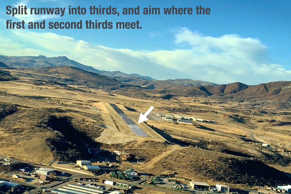 滑走路を3等分して、最初の1/3と2/3の間の地点を目標にする。