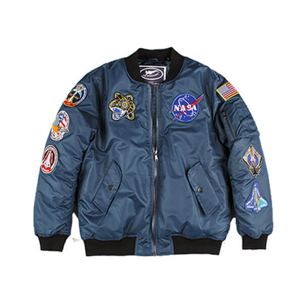 Space Shuttle Adult Jacket Blue 8 Patch